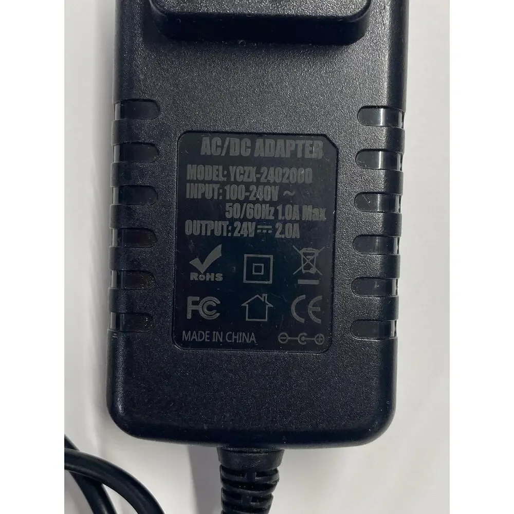 24V 2A AC DC Power Adapter 5.5mm Barrel Plug YCX 2402000 Pre Owned